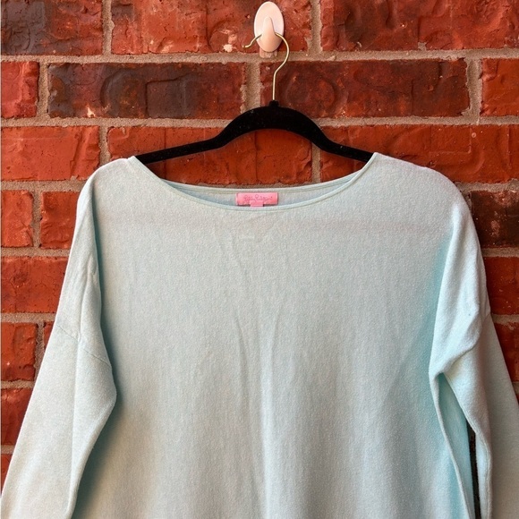 Lilly Pulitzer Womens XS Mint Blue Elba Tunic Boxy Sweater Tassles Pockets - Picture 3 of 10